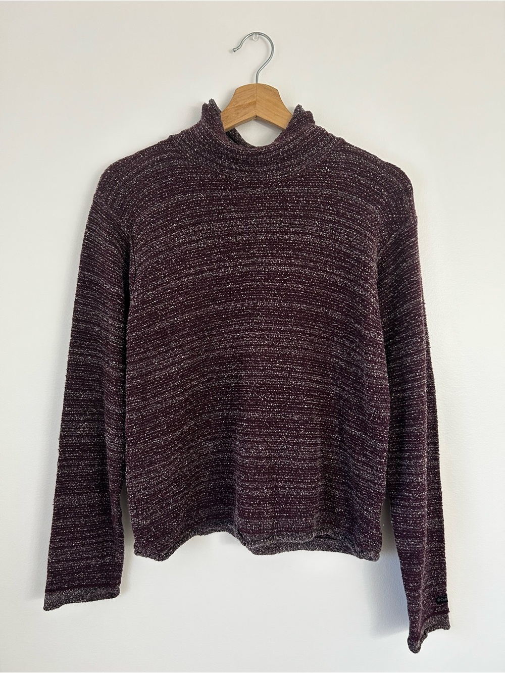 Vintage Columbia Vertex Chenille Purple Mock Neck TurtleNeck Sweater